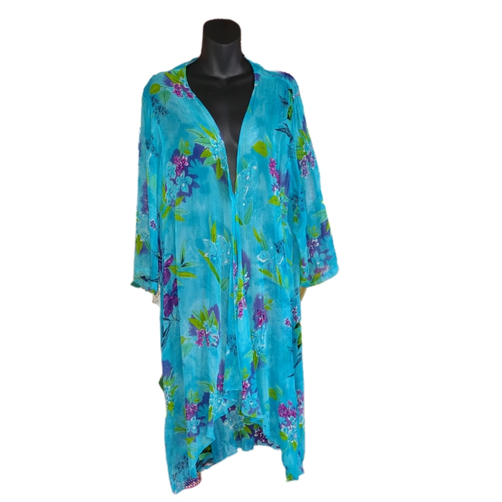 CAITE WOMEN FLORAL PRINT WITH SEQUINS DUSTER - Picture 6 of 7